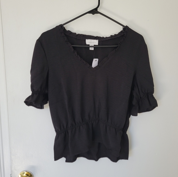 Topshop Short-sleeved Morgan Ruffle Trim Blouse - Picture 1 of 3